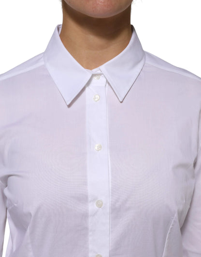 Dolce & Gabbana White Cotton Collared Long Sleeves Shirt Top by Dolce & Gabbana