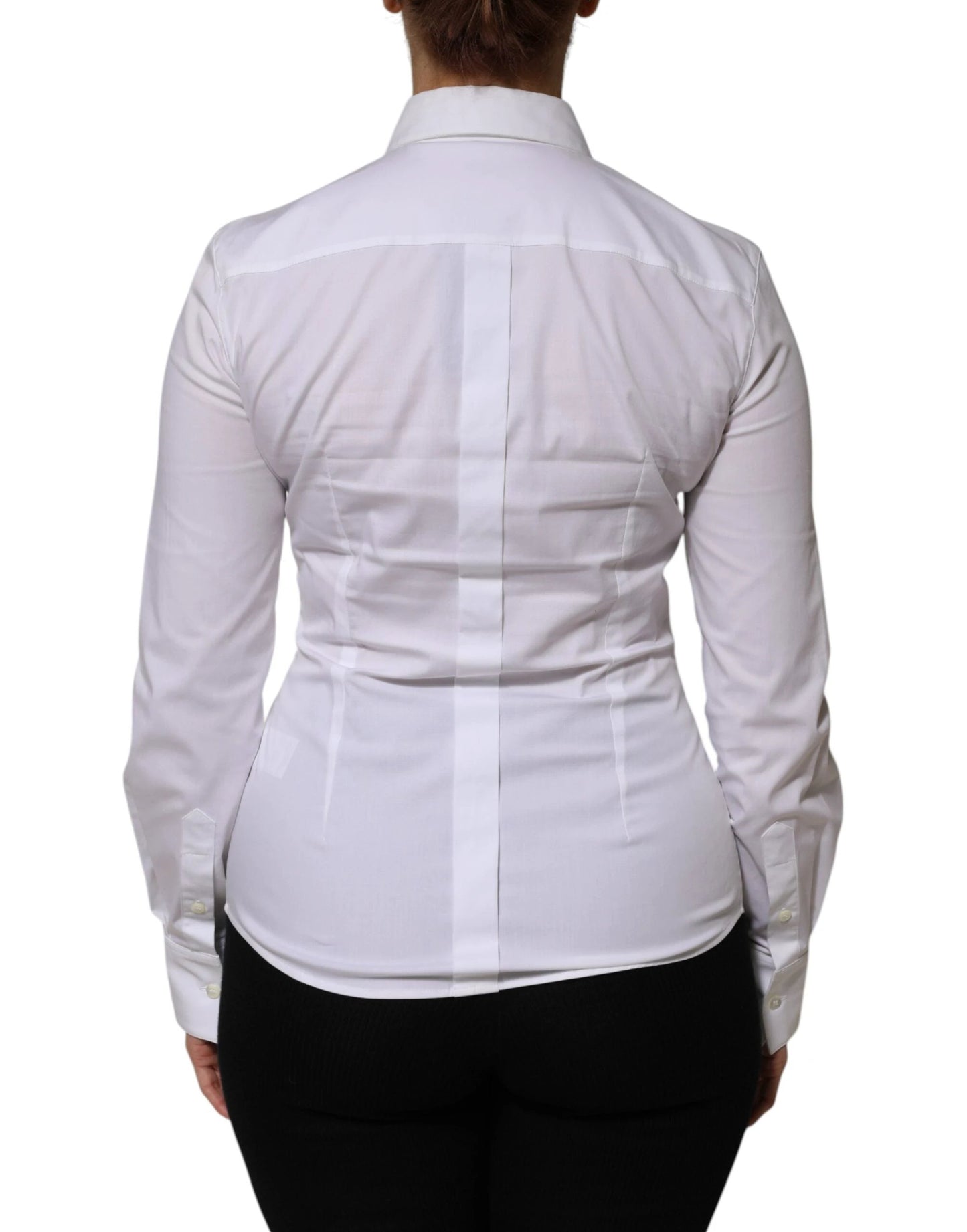 Dolce & Gabbana White Cotton Collared Long Sleeves Shirt Top by Dolce & Gabbana
