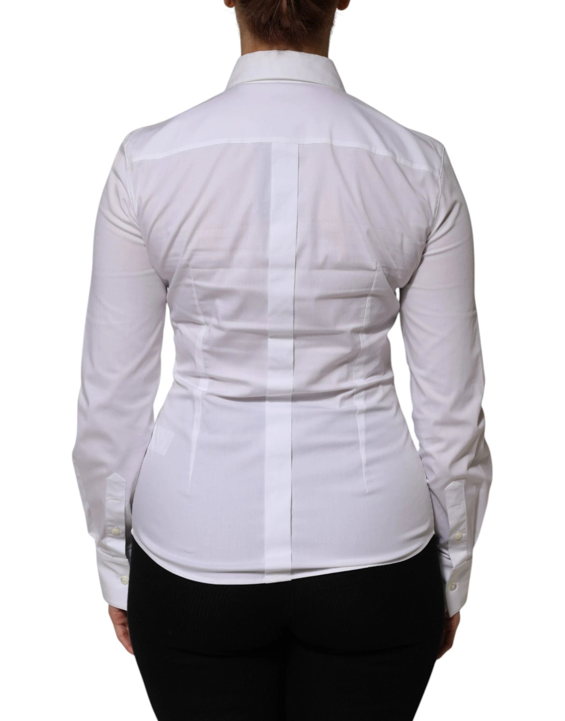 Dolce & Gabbana White Cotton Collared Long Sleeves Shirt Top by Dolce & Gabbana