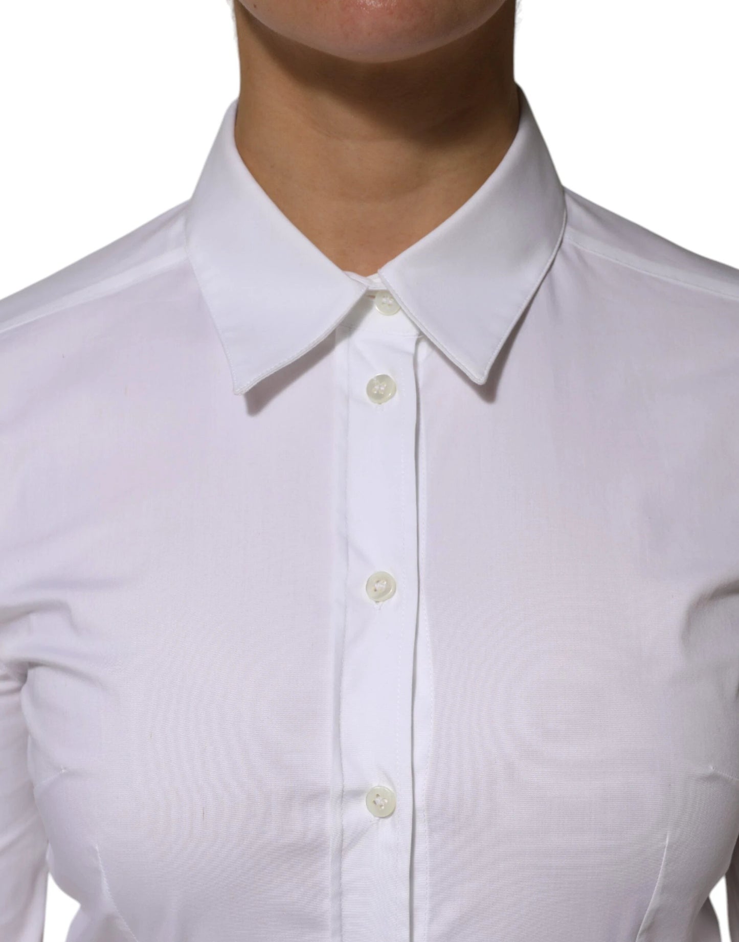 Dolce & Gabbana White Cotton Collared Long Sleeves Shirt Top by Dolce & Gabbana