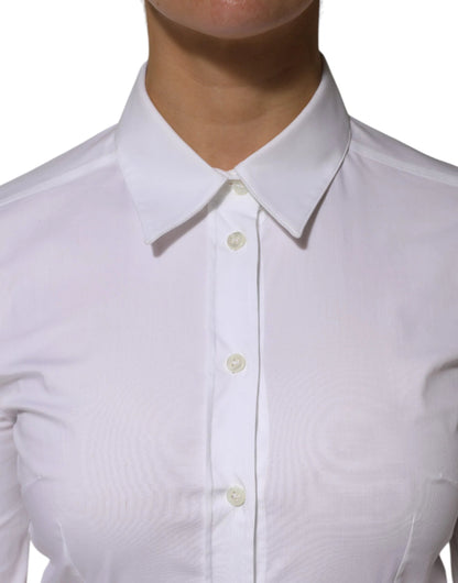 Dolce & Gabbana White Cotton Collared Long Sleeves Shirt Top by Dolce & Gabbana