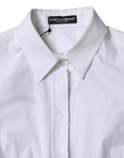Dolce & Gabbana White Cotton Collared Long Sleeves Shirt Top by Dolce & Gabbana