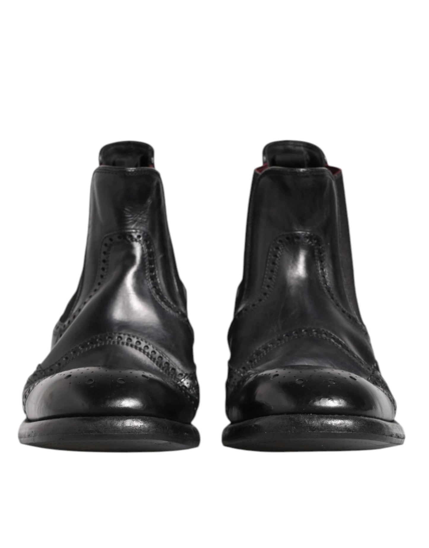 Dolce & Gabbana Black Leather Ankle Boots Slip On Shoes by Dolce & Gabbana