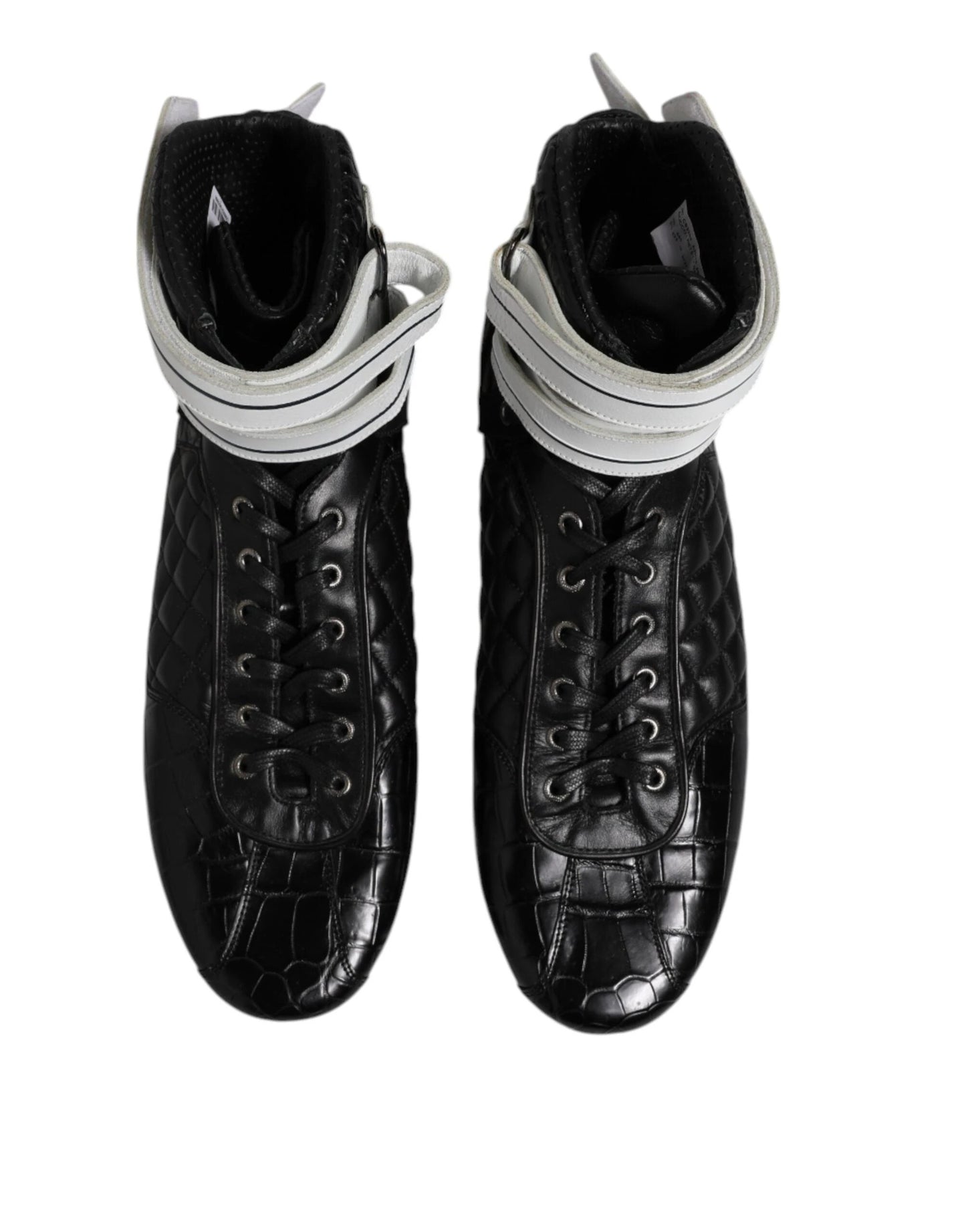 Dolce & Gabbana Black Quilted Leather Lace Up Sneakers Shoes by Dolce & Gabbana