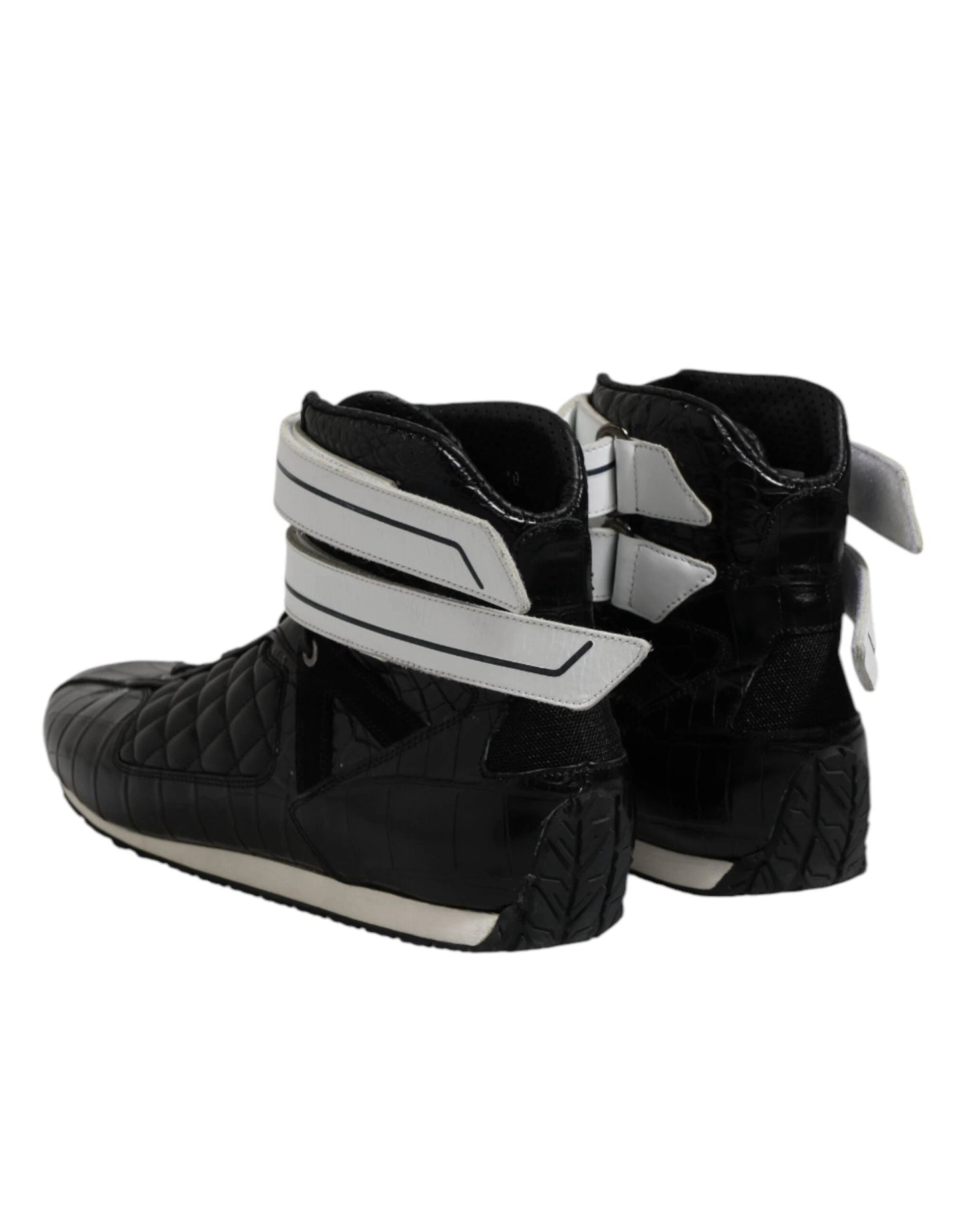 Dolce & Gabbana Black Quilted Leather Lace Up Sneakers Shoes by Dolce & Gabbana