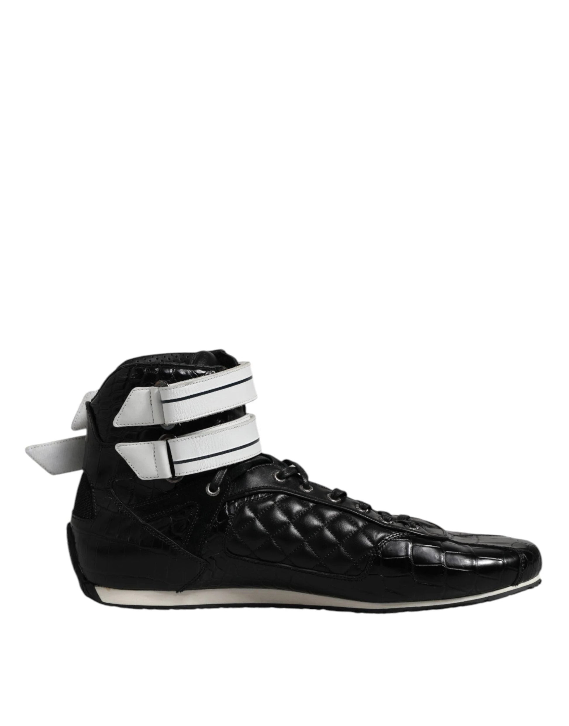 Dolce & Gabbana Black Quilted Leather Lace Up Sneakers Shoes by Dolce & Gabbana