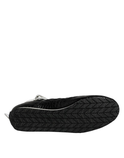 Dolce & Gabbana Black Quilted Leather Lace Up Sneakers Shoes by Dolce & Gabbana