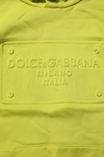 Dolce & Gabbana Green Cotton Hooded Logo Sweatshirt Sweater by Dolce & Gabbana