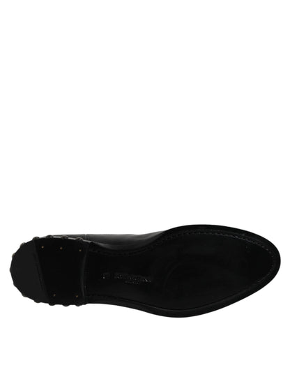 Dolce & Gabbana Black Leather Logo Ankle Boots Studded Shoes by Dolce & Gabbana