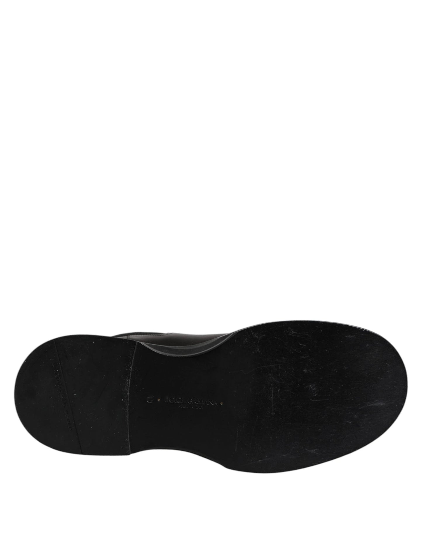 Dolce & Gabbana Black Leather Mid Calf Boots Flats Shoes by Dolce & Gabbana