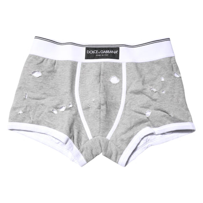 Dolce & Gabbana Gray Cotton Stretch Regular Boxer Underwear