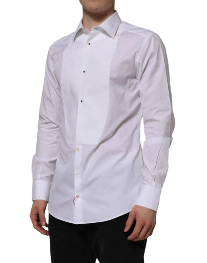 Dolce & Gabbana White Bib Cotton Poplin GOLD Formal Shirt by Dolce & Gabbana