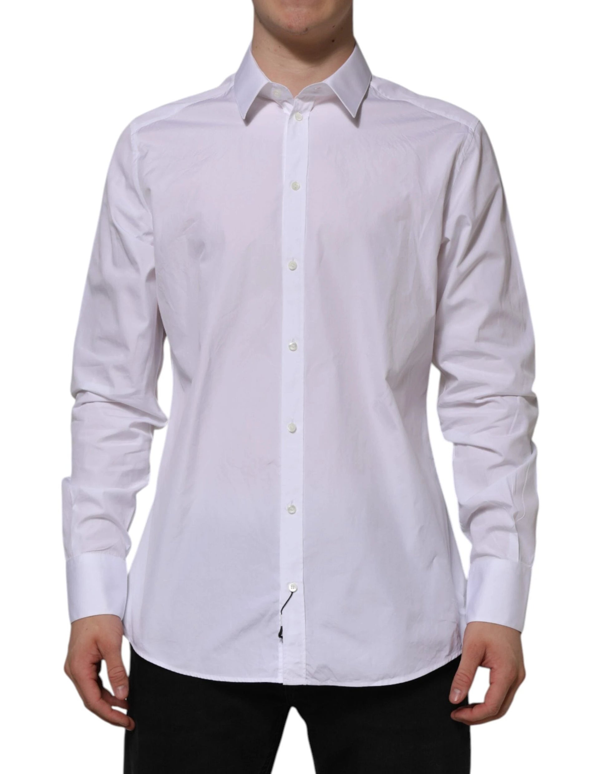 Dolce & Gabbana White Cotton GOLD Long Sleeves Formal Shirt by Dolce & Gabbana