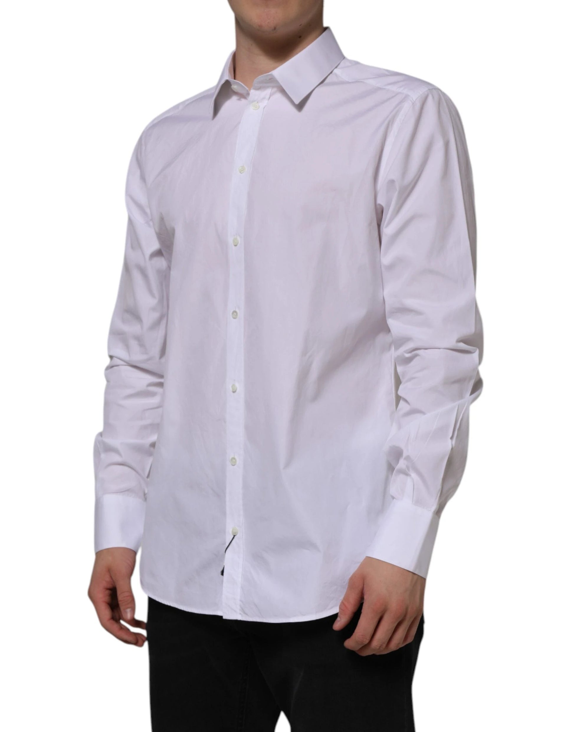 Dolce & Gabbana White Cotton GOLD Long Sleeves Formal Shirt by Dolce & Gabbana