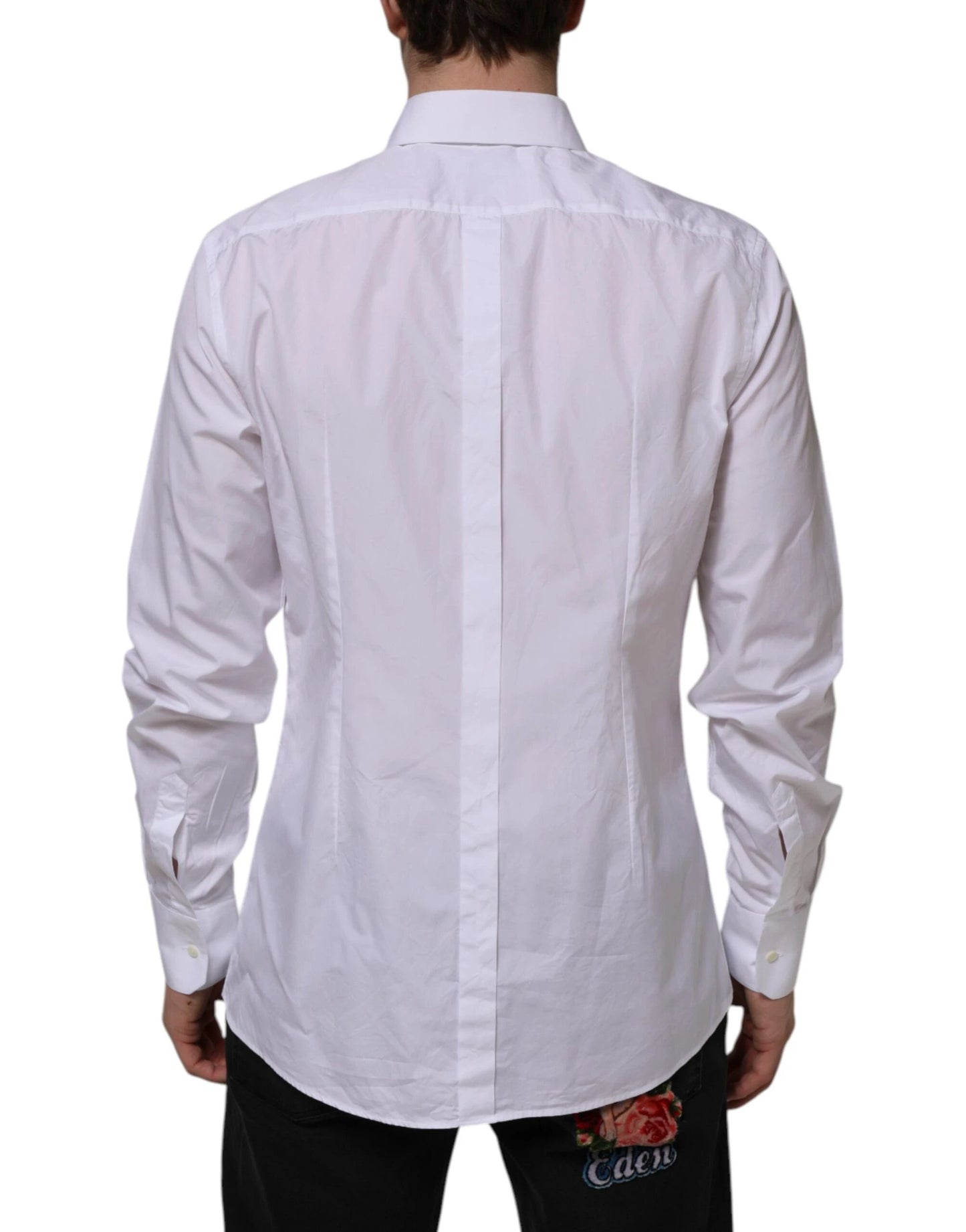 Dolce & Gabbana White Cotton GOLD Long Sleeves Formal Shirt by Dolce & Gabbana