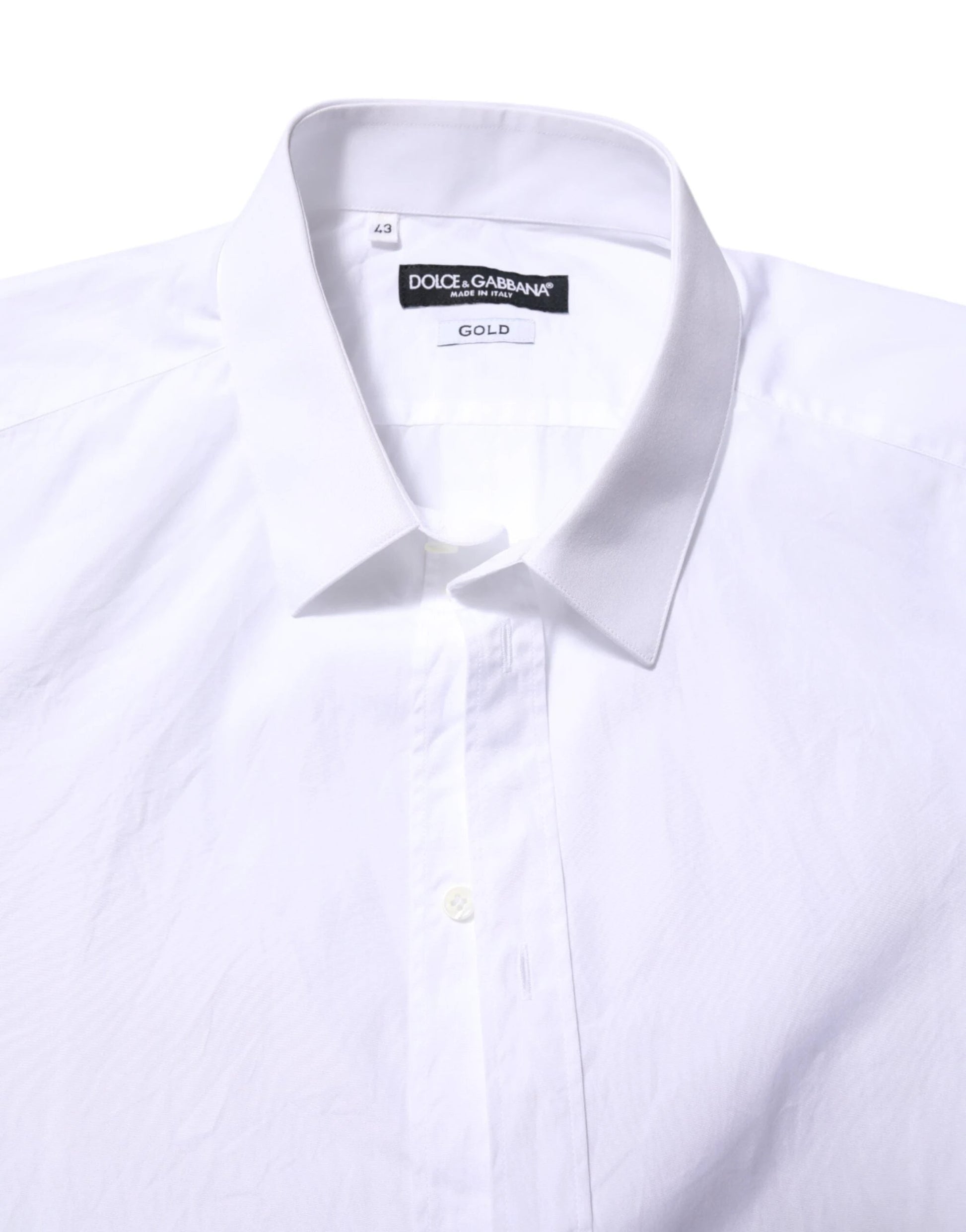 Dolce & Gabbana White Cotton GOLD Long Sleeves Formal Shirt by Dolce & Gabbana