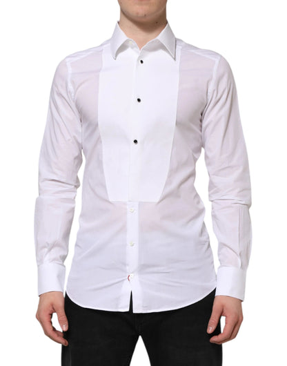 Dolce & Gabbana White Cotton GOLD Bib Poplin Formal Shirt by Dolce & Gabbana