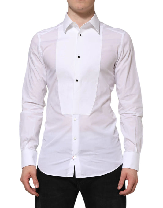 Dolce & Gabbana White Cotton GOLD Bib Poplin Formal Shirt by Dolce & Gabbana