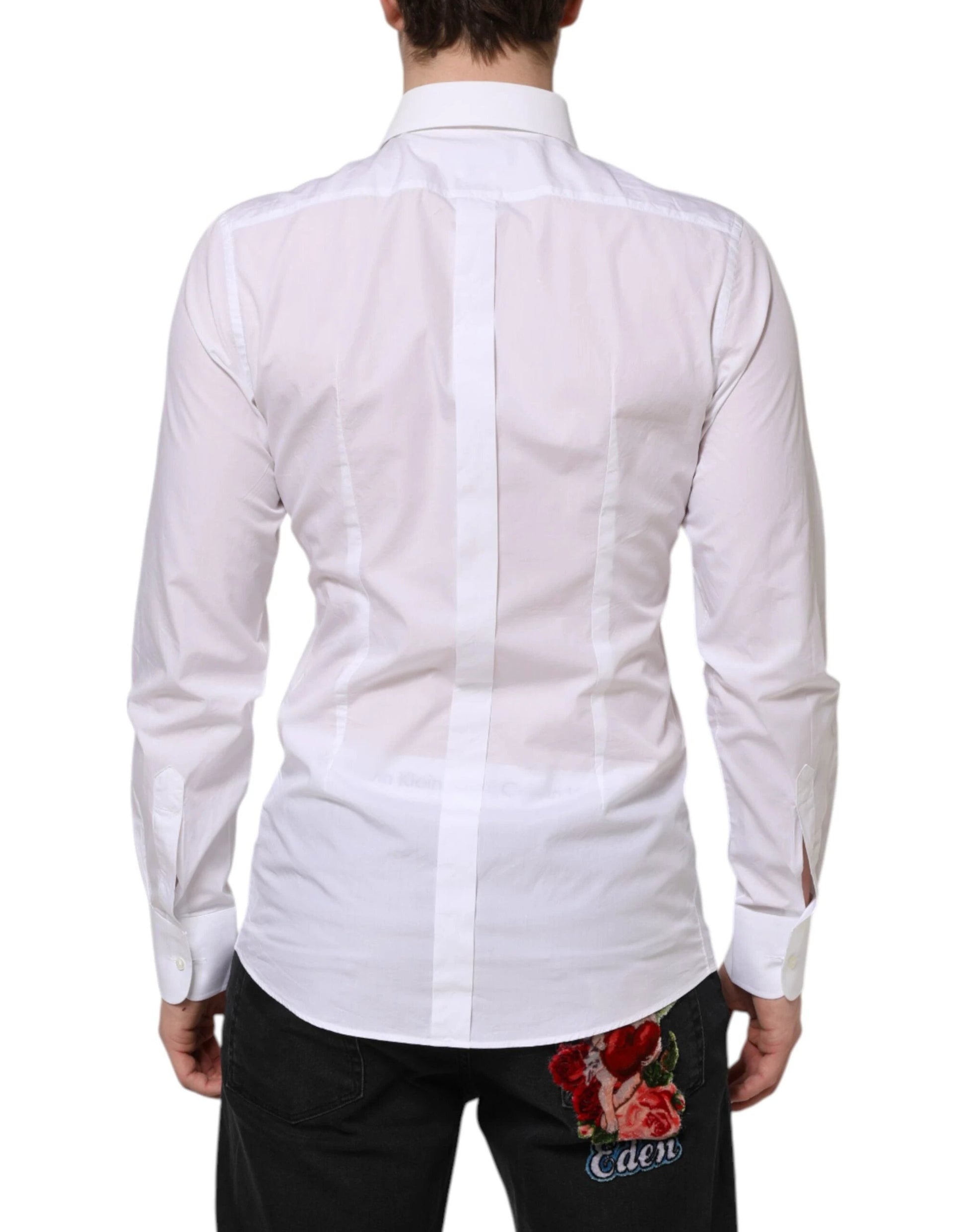 Dolce & Gabbana White Cotton GOLD Bib Poplin Formal Shirt by Dolce & Gabbana