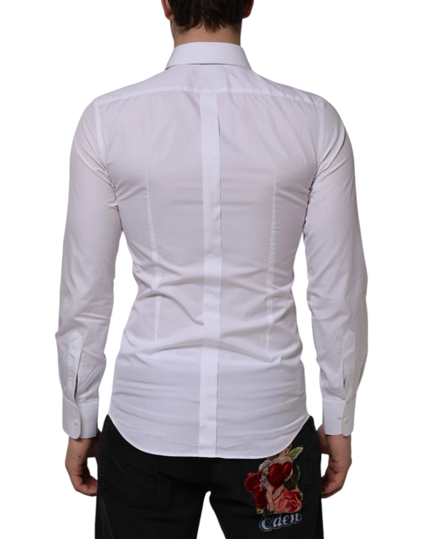 Dolce & Gabbana White Cotton GOLD Bib Poplin Formal Shirt by Dolce & Gabbana