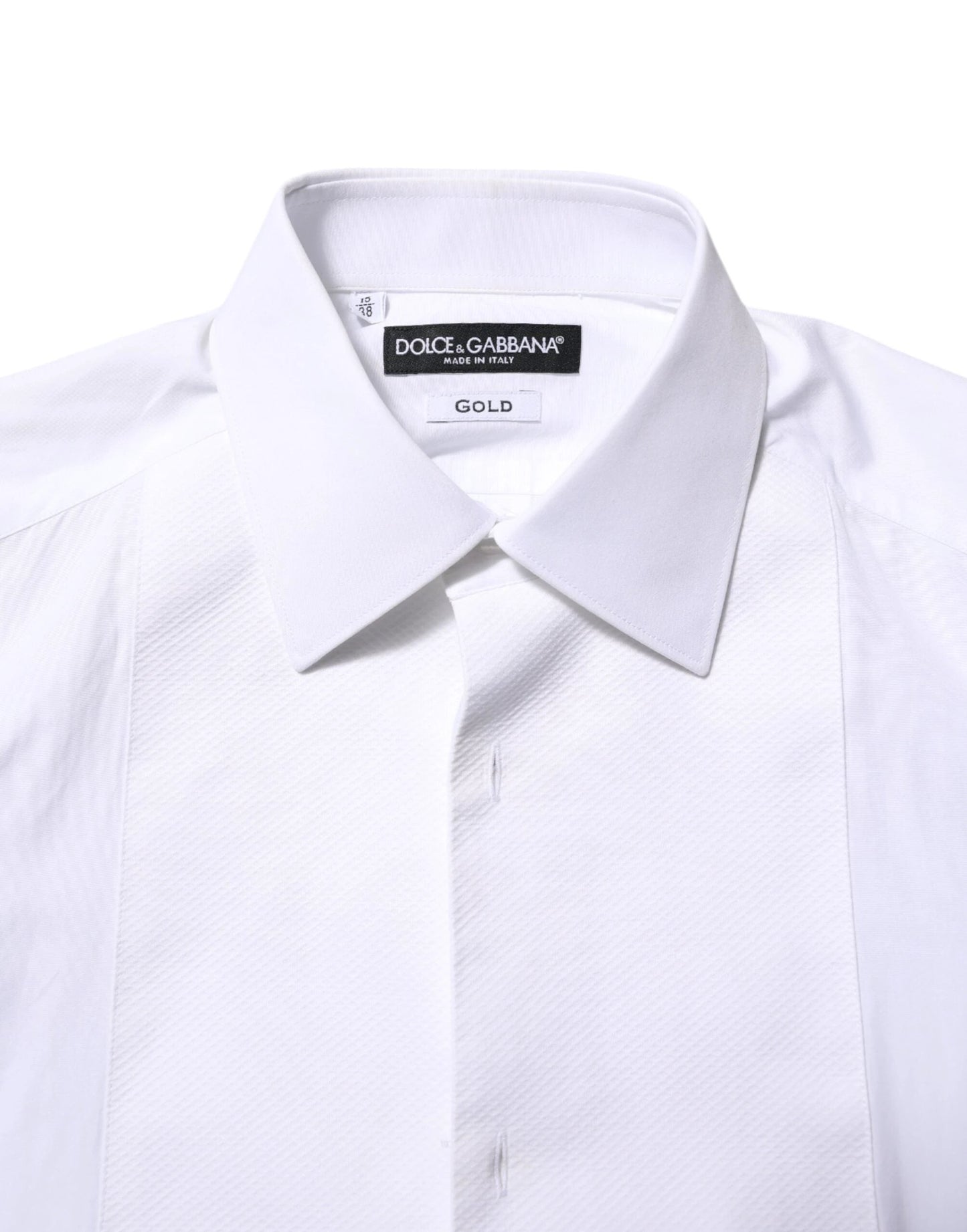 Dolce & Gabbana White Cotton GOLD Bib Poplin Formal Shirt by Dolce & Gabbana