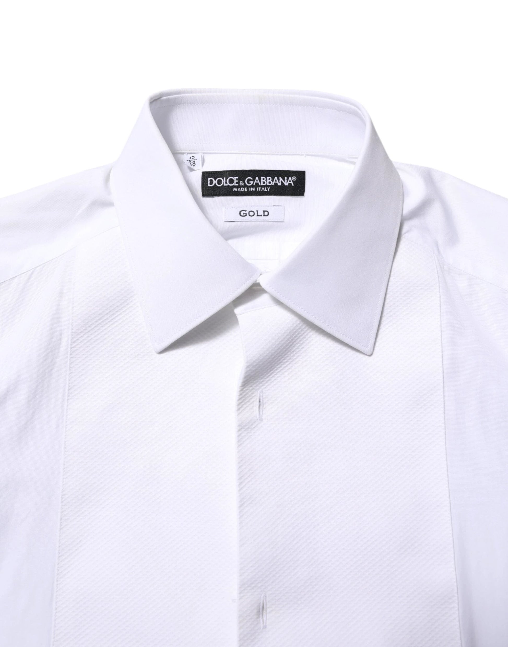 Dolce & Gabbana White Cotton GOLD Bib Poplin Formal Shirt by Dolce & Gabbana