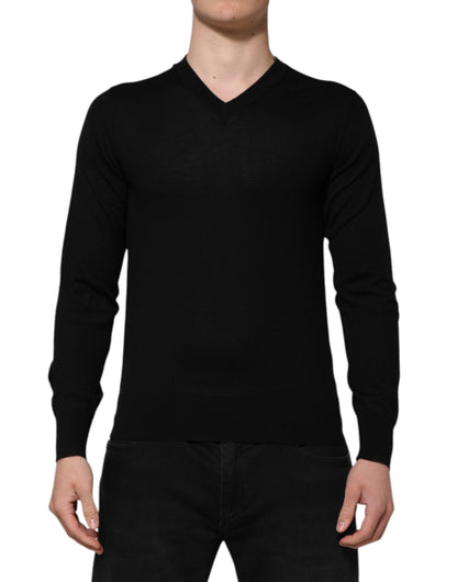 Pull Dolce & Gabbana homme logo brodé en laine vierge gris foncé – TSH90492