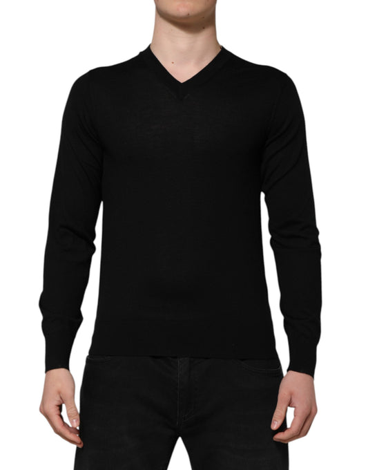 Pull Dolce & Gabbana homme logo brodé en laine vierge gris foncé – TSH90492