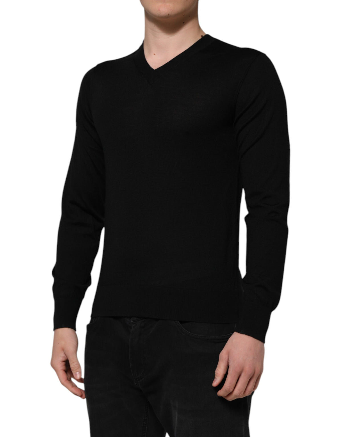 Pull Dolce & Gabbana homme logo brodé en laine vierge gris foncé – TSH90492