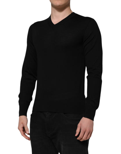 Pull Dolce & Gabbana homme logo brodé en laine vierge gris foncé – TSH90492