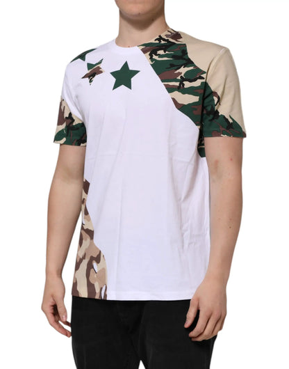 Dolce & Gabbana White Camouflage Cotton Men Crew Neck T-shirt by Dolce & Gabbana