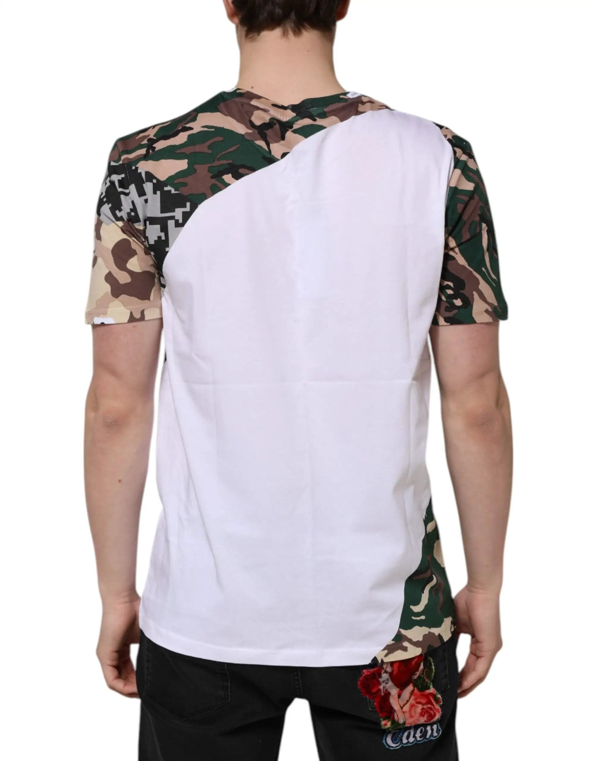 Dolce & Gabbana White Camouflage Cotton Men Crew Neck T-shirt by Dolce & Gabbana