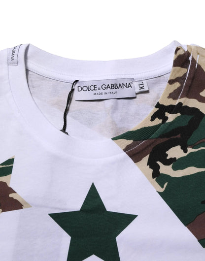 Dolce & Gabbana White Camouflage Cotton Men Crew Neck T-shirt by Dolce & Gabbana