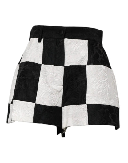 Dolce & Gabbana Black White Floral Brocade Hot Pants Shorts by Dolce & Gabbana