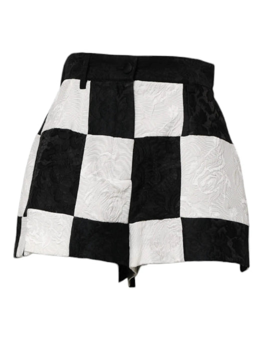 Dolce & Gabbana Black White Floral Brocade Hot Pants Shorts by Dolce & Gabbana