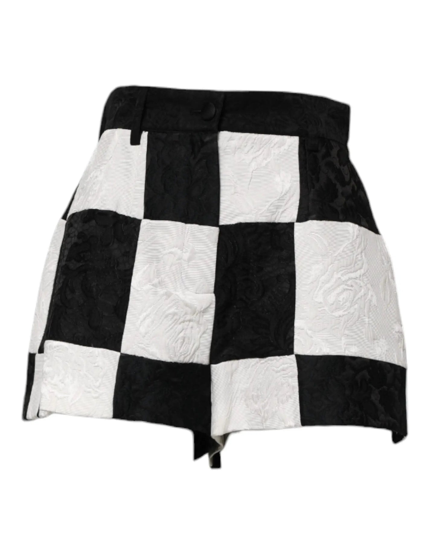 Dolce & Gabbana Black White Floral Brocade Hot Pants Shorts by Dolce & Gabbana
