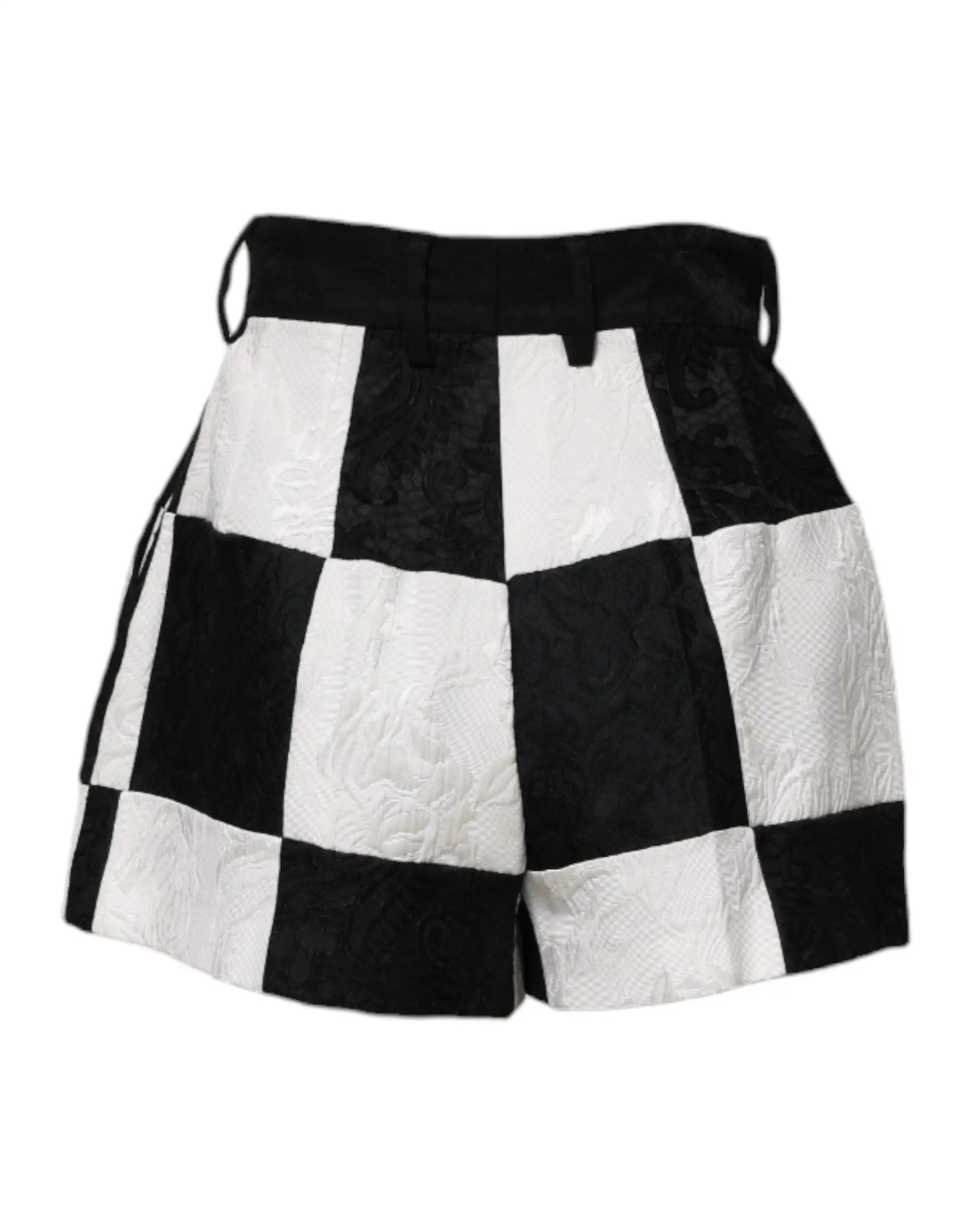 Dolce & Gabbana Black White Floral Brocade Hot Pants Shorts by Dolce & Gabbana