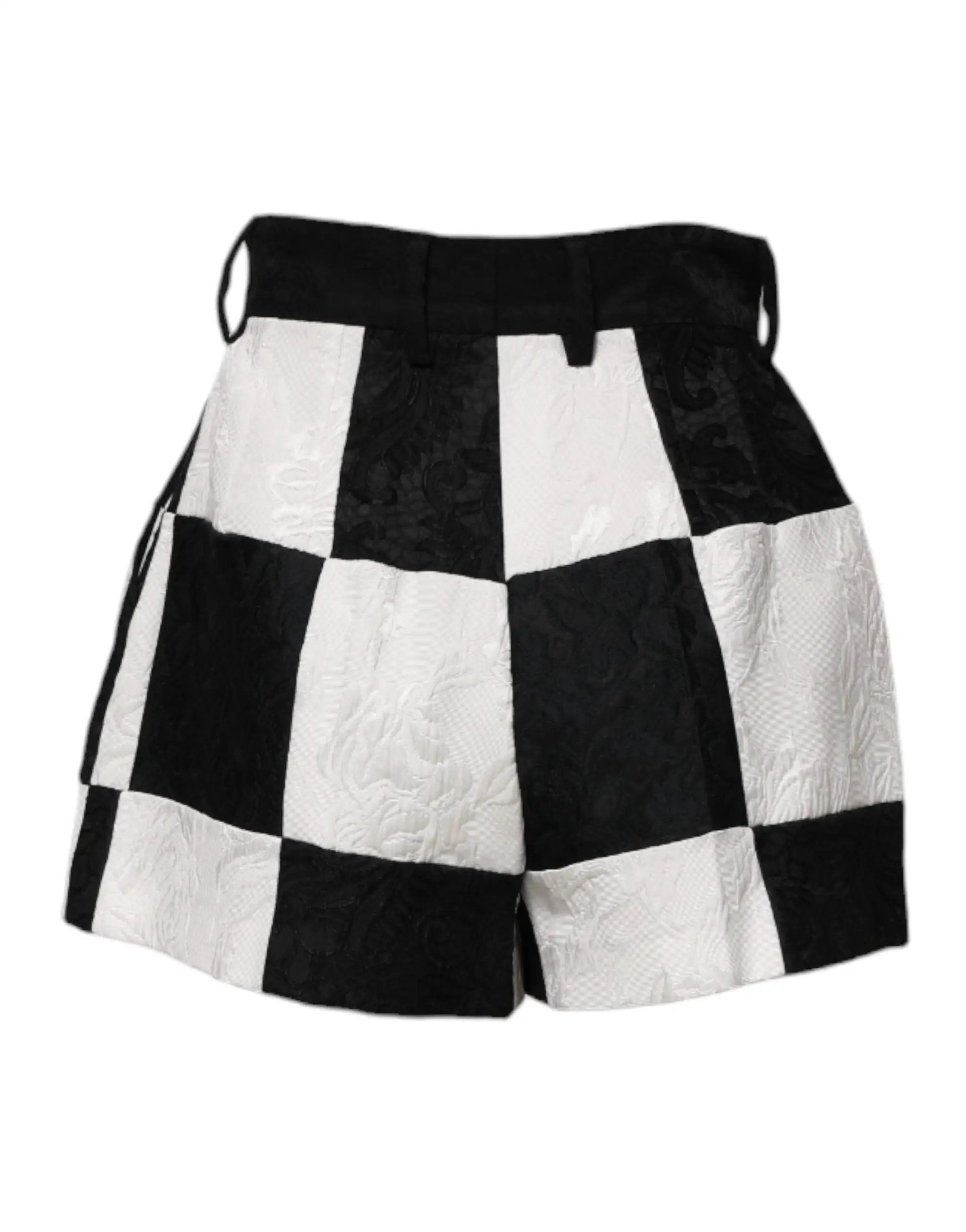 Dolce & Gabbana Black White Floral Brocade Hot Pants Shorts by Dolce & Gabbana
