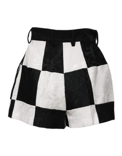 Dolce & Gabbana Black White Floral Brocade Hot Pants Shorts by Dolce & Gabbana