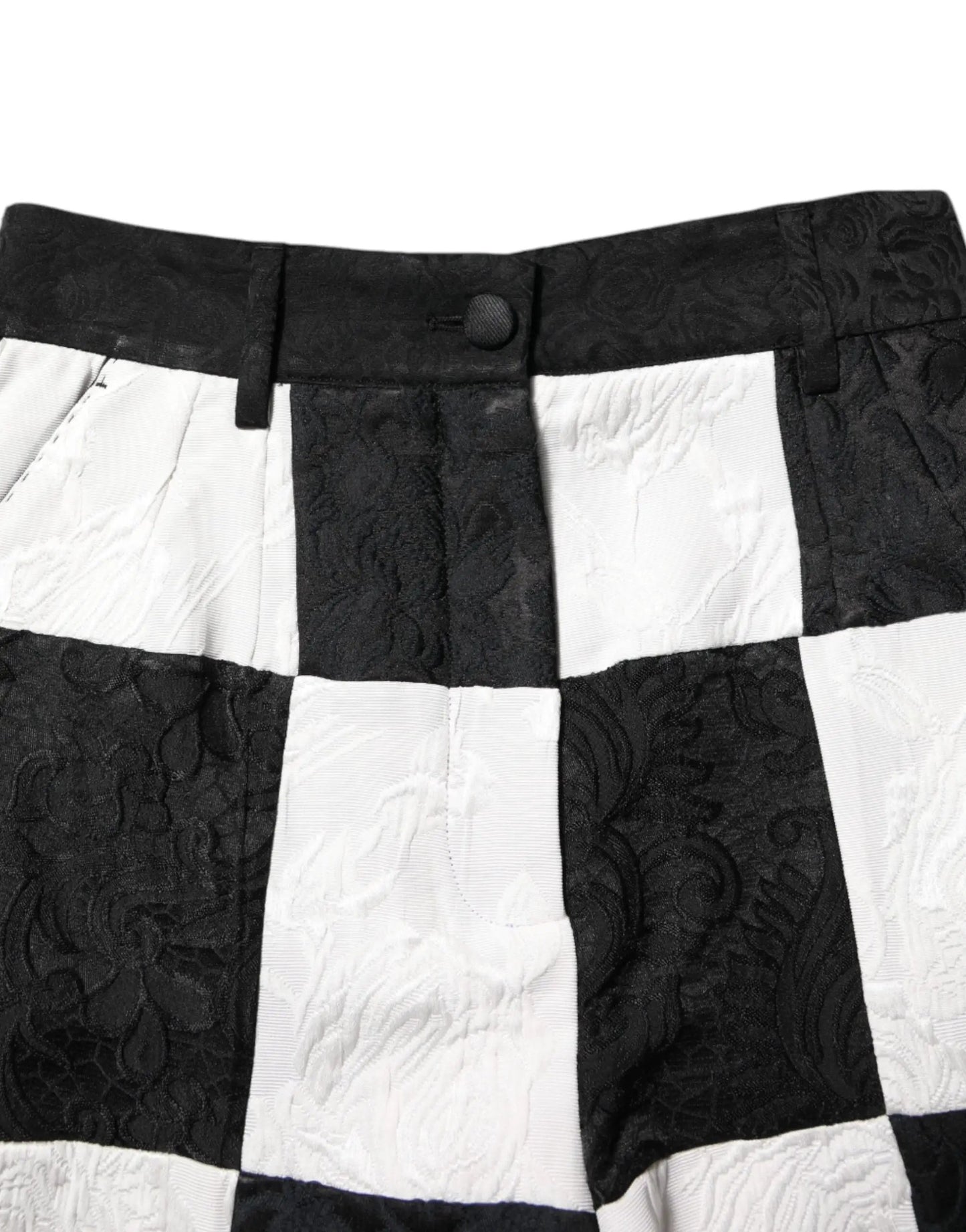 Dolce & Gabbana Black White Floral Brocade Hot Pants Shorts by Dolce & Gabbana