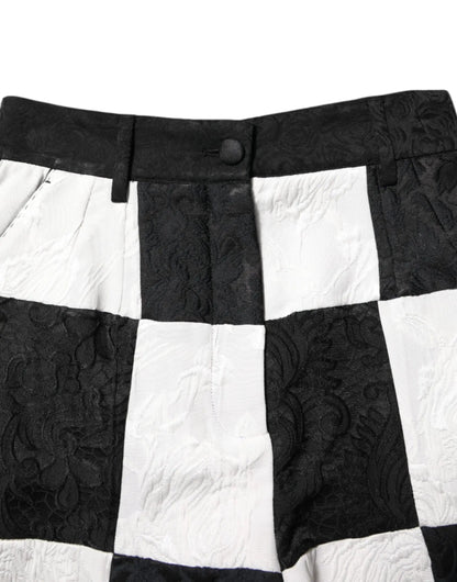 Dolce & Gabbana Black White Floral Brocade Hot Pants Shorts by Dolce & Gabbana