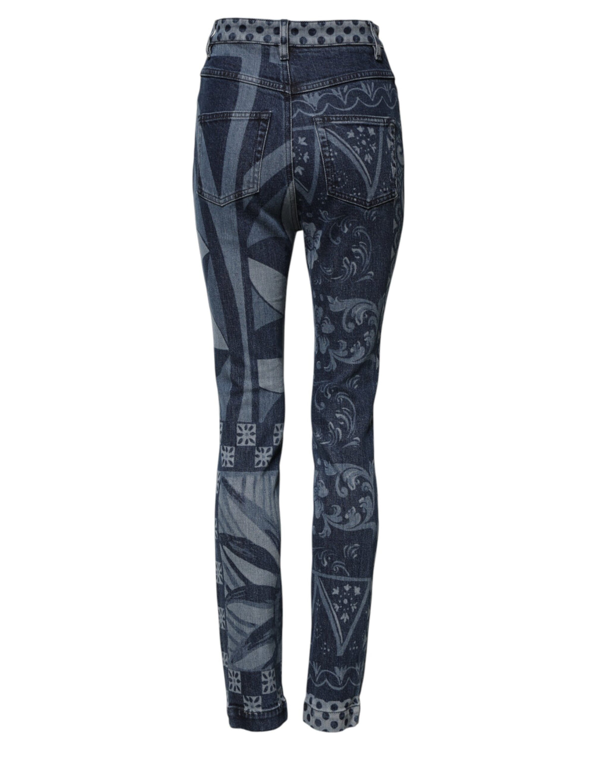 Jean Dolce & Gabbana femme skinny imprimé en coton bleu – PAN76485