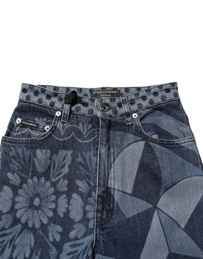 Jean Dolce & Gabbana femme skinny imprimé en coton bleu – PAN76485