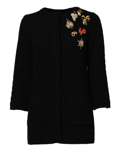 Dolce & Gabbana Black Cashmere Quilted Embellished Jacket by Dolce & Gabbana