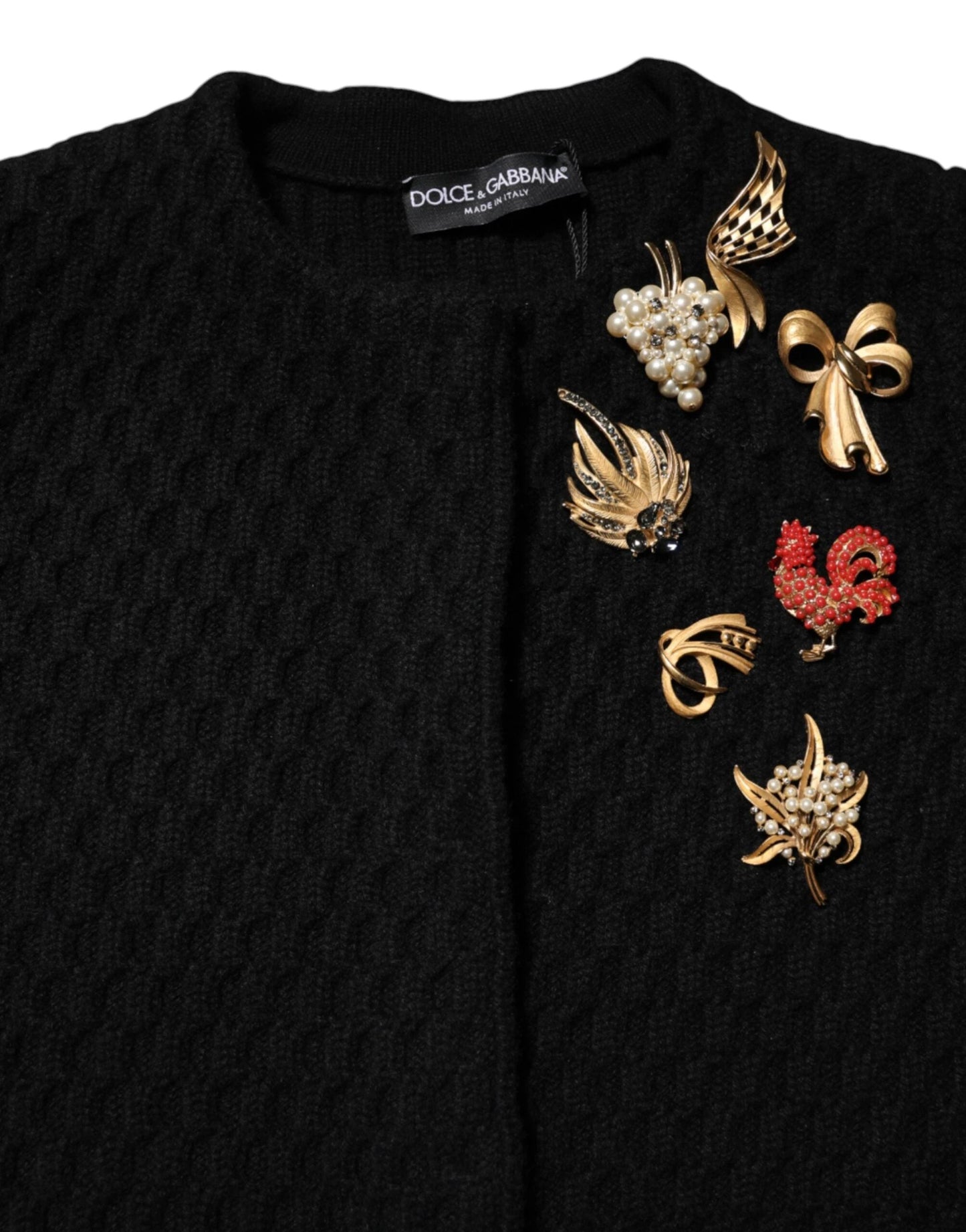 Dolce & Gabbana Black Cashmere Quilted Embellished Jacket by Dolce & Gabbana