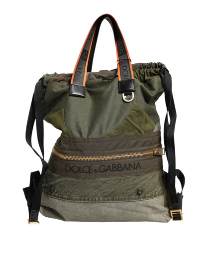 Dolce Et Gabbana Sac À Dos Patchwork Vert Militaire Chic Avec Doublure Luxueuse Suprême
