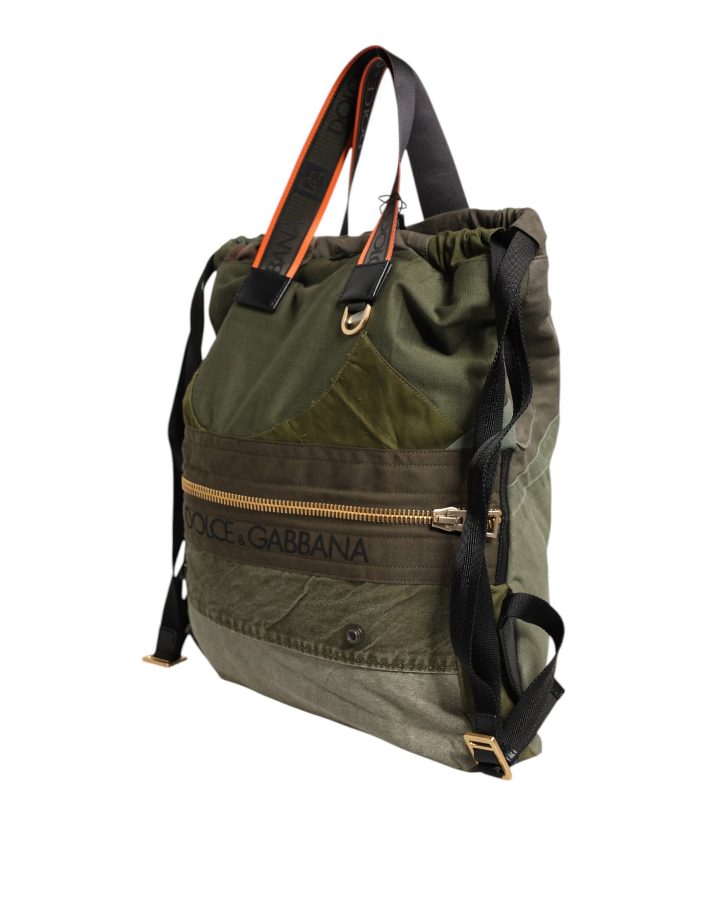 Dolce Et Gabbana Sac À Dos Patchwork Vert Militaire Chic Avec Doublure Luxueuse Suprême