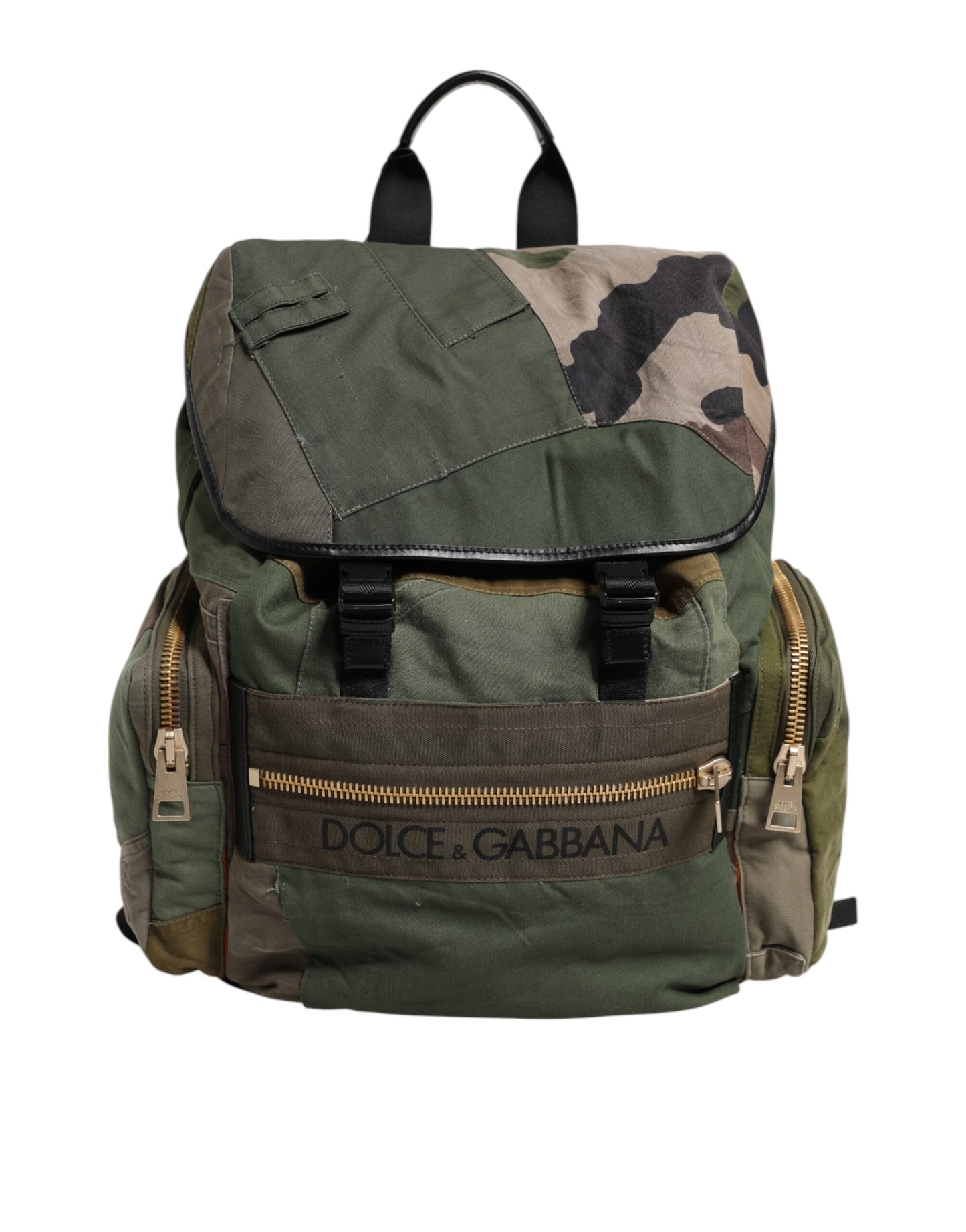 Dolce Gabbana Sac À Dos Patchwork Vert Militaire De Luxe Cordon De Serrage Et Doublure
