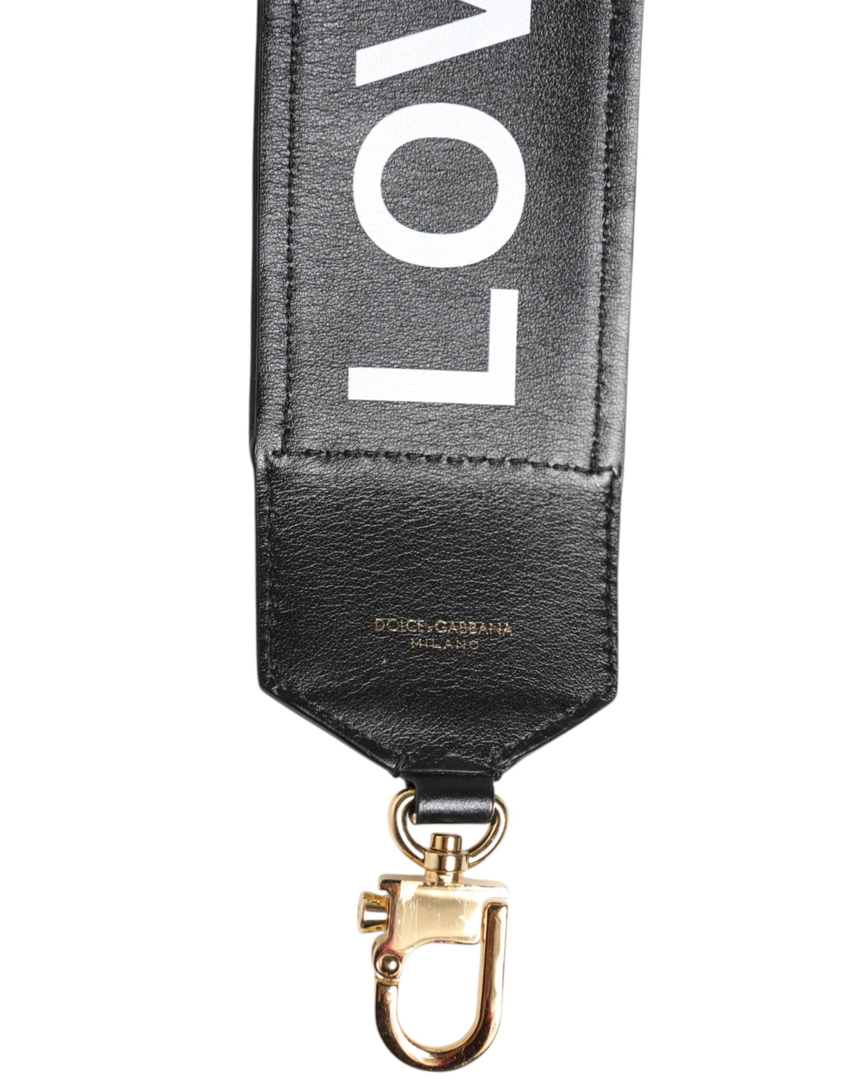 Bandoulière de sac Dolce & Gabbana femme réversible léopard en coton et cuir noir – WMB523