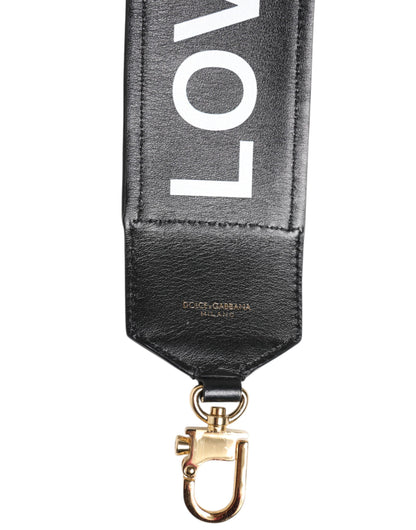 Bandoulière de sac Dolce & Gabbana femme réversible léopard en coton et cuir noir – WMB523